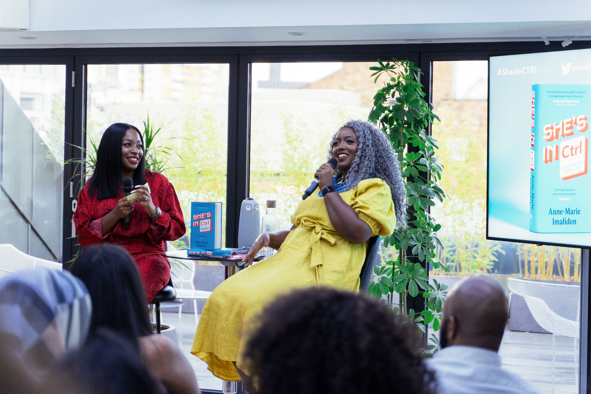 Anne-Marie Imafidon and Audrey from the Receipts at book launch of She's in CTRL